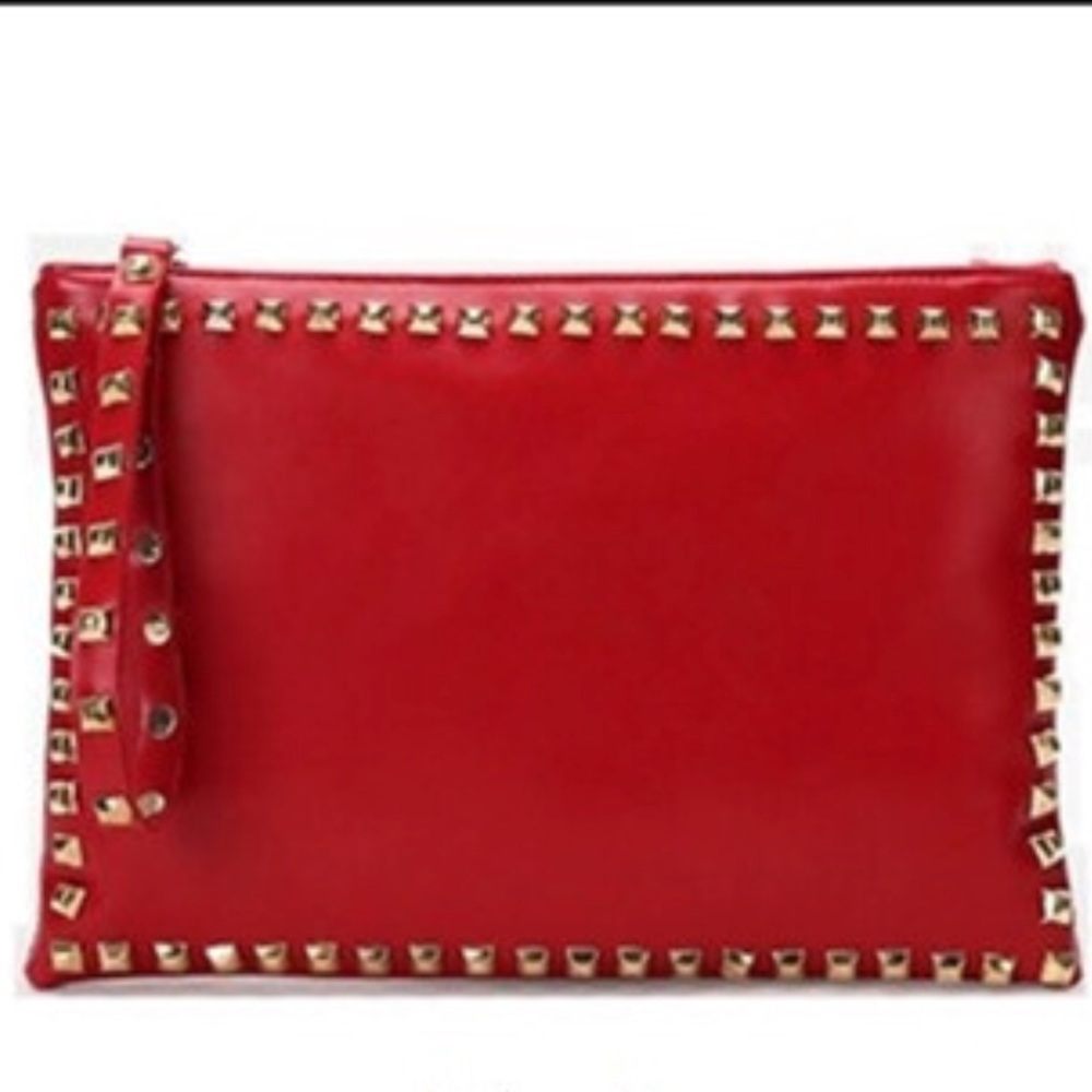 HOST PICK Vegan Leather Red Clutch Bag w/Studs - Picture 2 of 6
